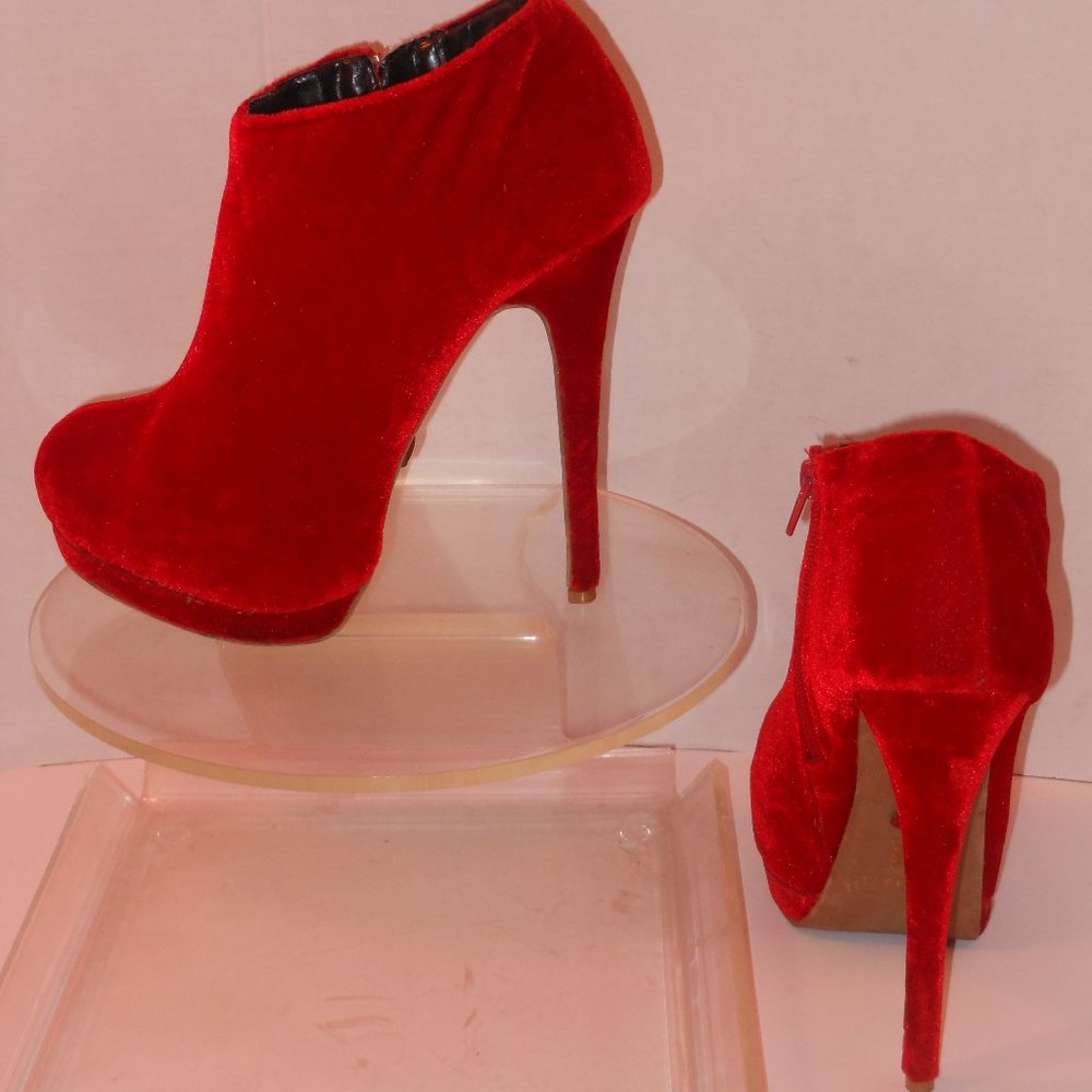 PROMISE HIGH FASHION RED ANKLE BOOTS SIZE 9 MEDIUM